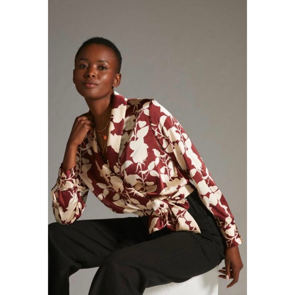Anthropologie Floral Wrap Blouse